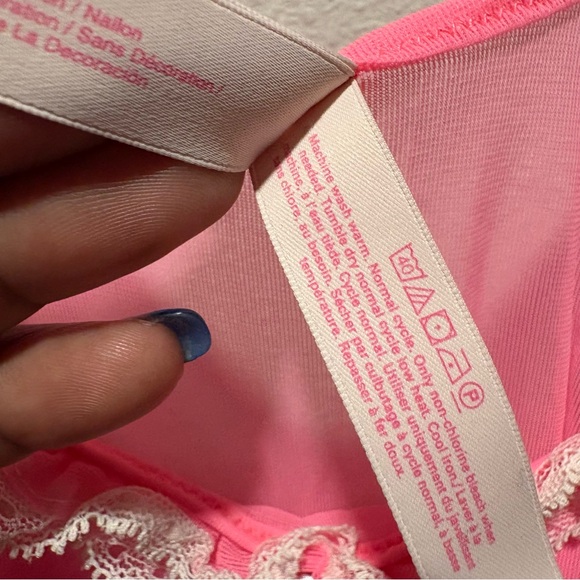 Victoria’s Secret Pink Chemise Nightie Size L Ruffle Trim Lingerie Sheer - Picture 9 of 11